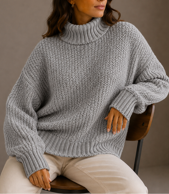 Women’s Chunky Turtleneck Sweater – Oversized Knit Jumper