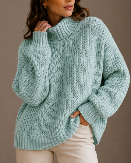 Women’s Chunky Turtleneck Sweater – Oversized Knit Jumper