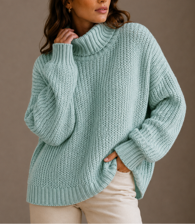 Women’s Chunky Turtleneck Sweater – Oversized Knit Jumper