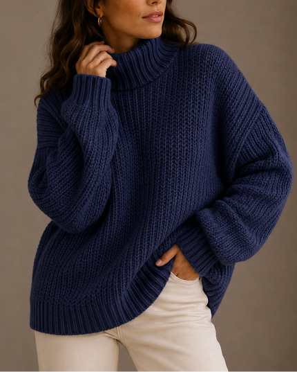 Women’s Chunky Turtleneck Sweater – Oversized Knit Jumper