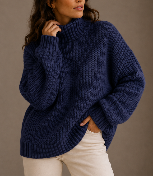 Women’s Chunky Turtleneck Sweater – Oversized Knit Jumper