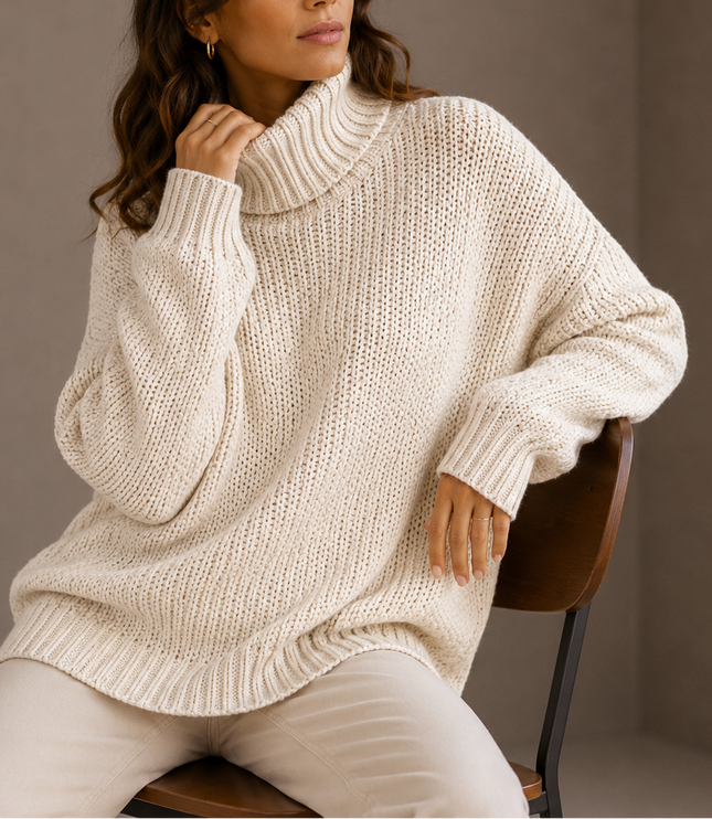 Women’s Chunky Turtleneck Sweater – Oversized Knit Jumper