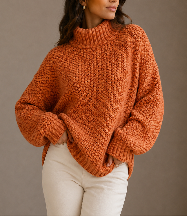 Women’s Chunky Turtleneck Sweater – Oversized Knit Jumper