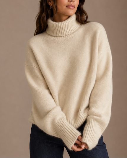 Women’s Oversized Turtleneck Sweater – Soft Relaxed Knit Jumper