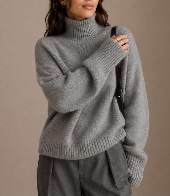 Women’s Oversized Turtleneck Sweater – Soft Relaxed Knit Jumper