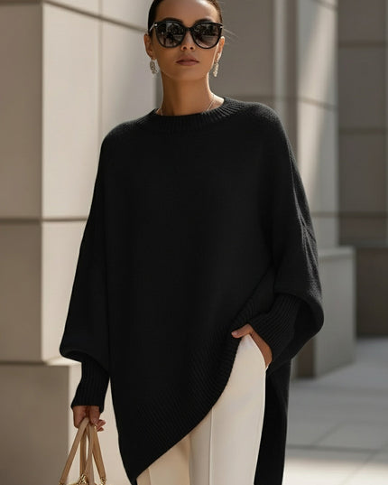 Damski Sweter Oversize Dzianinowy Luźny Krój Elegancki