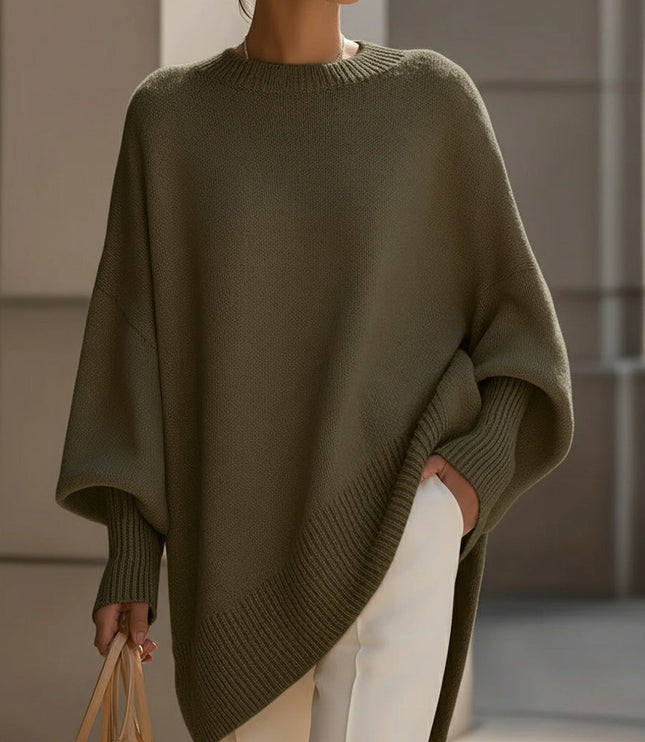 Damski Sweter Oversize Dzianinowy Luźny Krój Elegancki