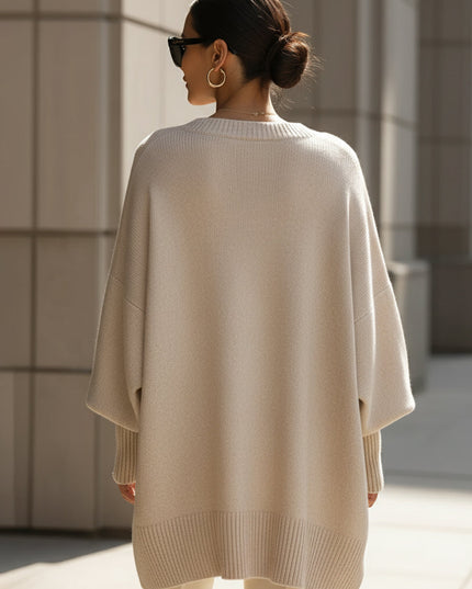 Damski Sweter Oversize Dzianinowy Luźny Krój Elegancki