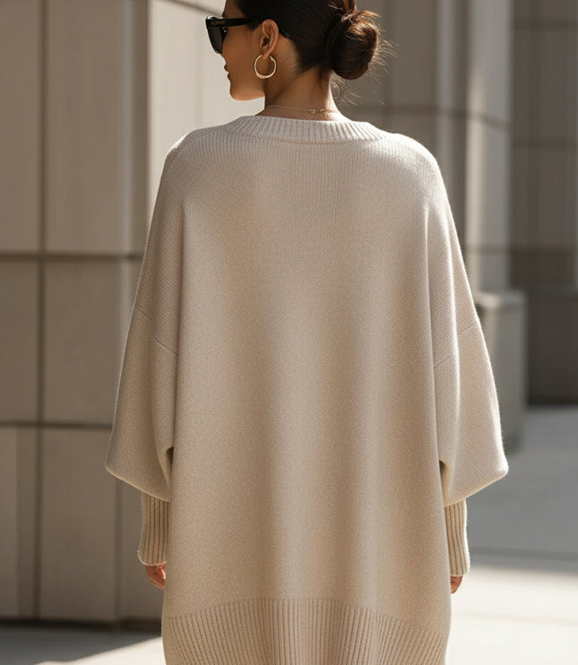 Damski Sweter Oversize Dzianinowy Luźny Krój Elegancki