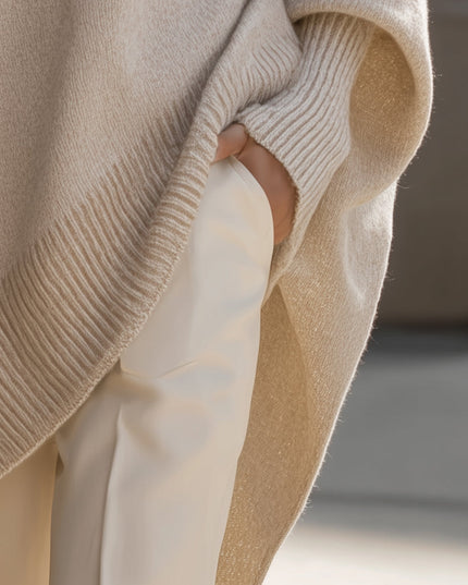 Damski Sweter Oversize Dzianinowy Luźny Krój Elegancki