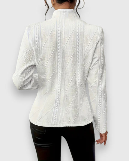 Damski Sweter z Golfem i Warkoczowym Splotem Slim Fit