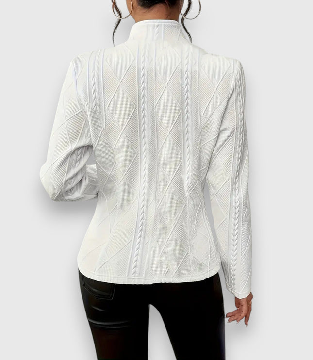 Damski Sweter z Golfem i Warkoczowym Splotem Slim Fit