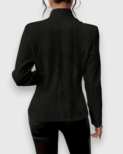 Damski Sweter z Golfem i Warkoczowym Splotem Slim Fit
