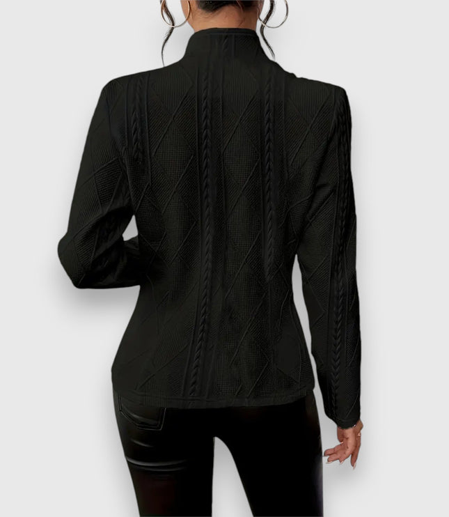 Damski Sweter z Golfem i Warkoczowym Splotem Slim Fit