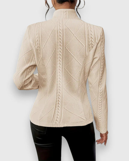 Damski Sweter z Golfem i Warkoczowym Splotem Slim Fit