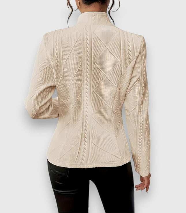 Damski Sweter z Golfem i Warkoczowym Splotem Slim Fit
