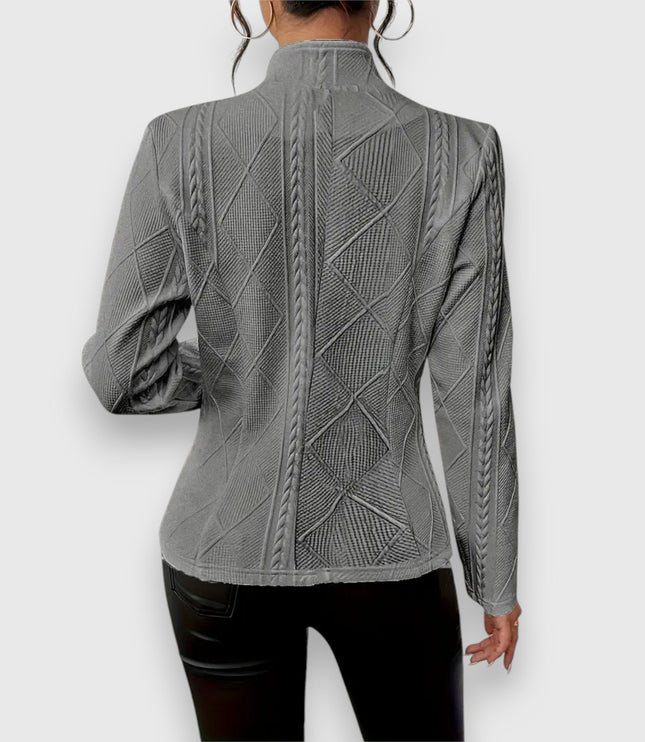 Damski Sweter z Golfem i Warkoczowym Splotem Slim Fit