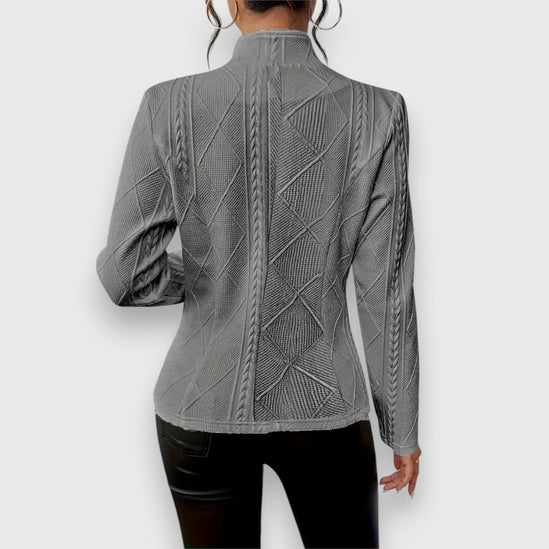 Damski Sweter z Golfem i Warkoczowym Splotem Slim Fit