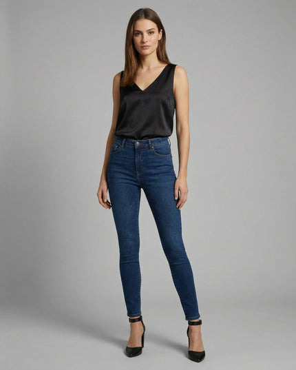 Damski Top Camisole z Dekoltem V na Szerokich Ramiączkach