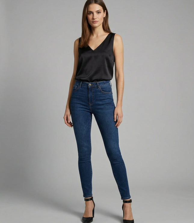 Damski Top Camisole z Dekoltem V na Szerokich Ramiączkach