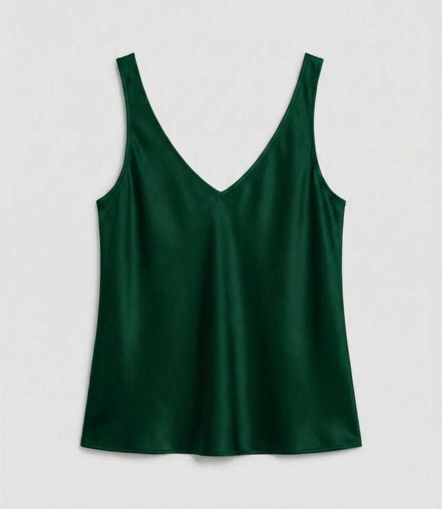 Damski Top Camisole z Dekoltem V na Szerokich Ramiączkach