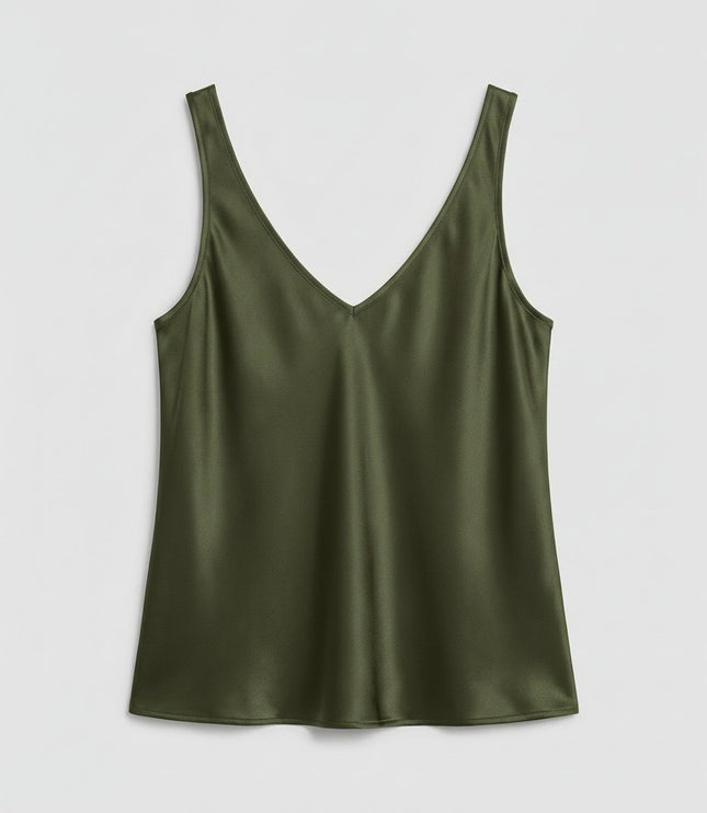 Damski Top Camisole z Dekoltem V na Szerokich Ramiączkach
