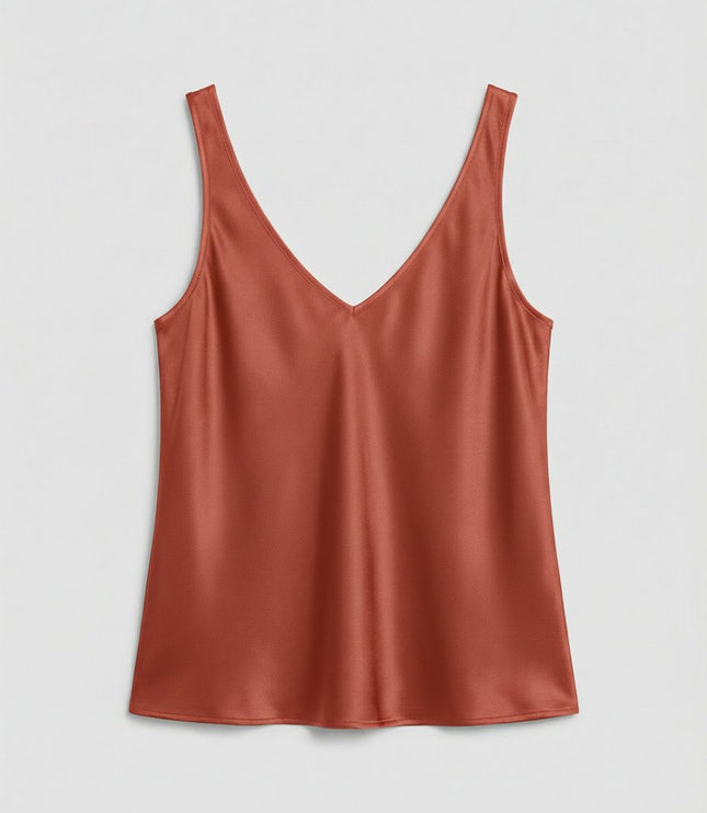 Damski Top Camisole z Dekoltem V na Szerokich Ramiączkach