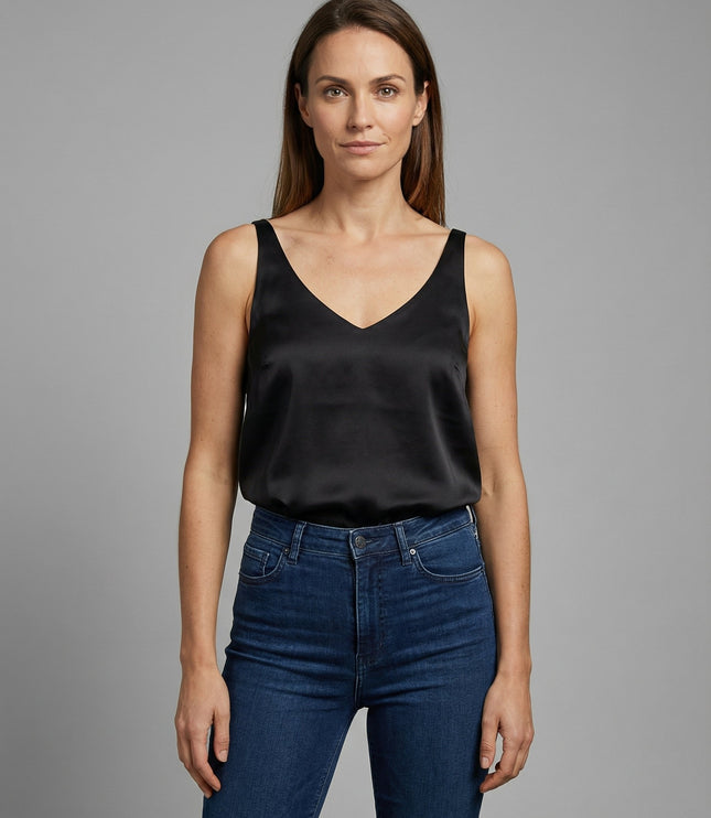 Damski Top Camisole z Dekoltem V na Szerokich Ramiączkach