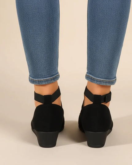 Damskie Buty Mary Jane na Koturnie Krzyżowane Paski na Kostce