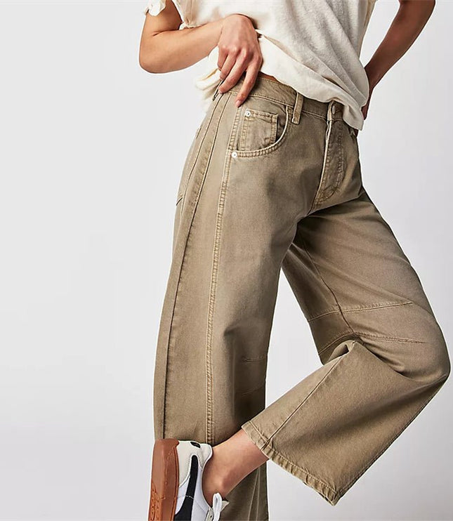Damskie Jeansy High Waist Barrel Leg Relaxed z Efektem Acid Wash