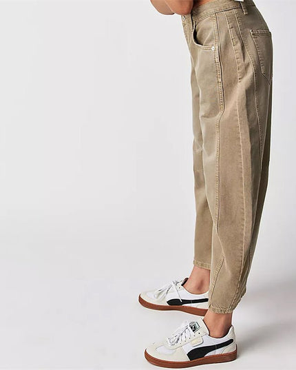Damskie Jeansy High Waist Barrel Leg Relaxed z Efektem Acid Wash
