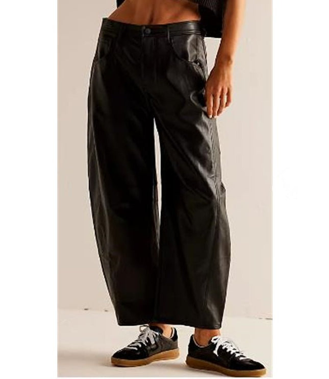 Damskie Jeansy High Waist Barrel Leg Relaxed z Efektem Acid Wash