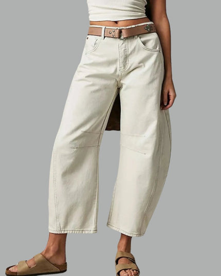 Damskie Jeansy High Waist Barrel Leg Relaxed z Efektem Acid Wash
