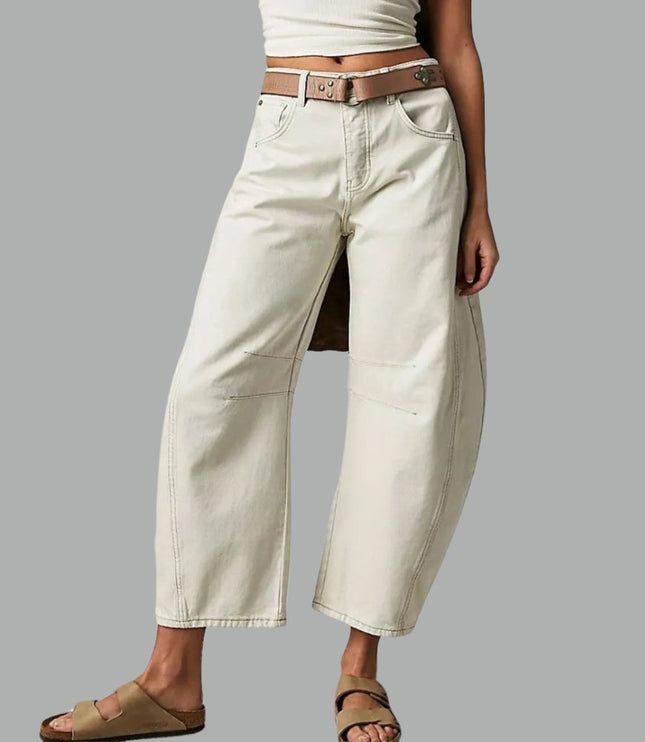 Damskie Jeansy High Waist Barrel Leg Relaxed z Efektem Acid Wash