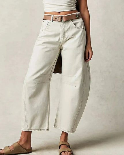 Damskie Jeansy High Waist Barrel Leg Relaxed z Efektem Acid Wash