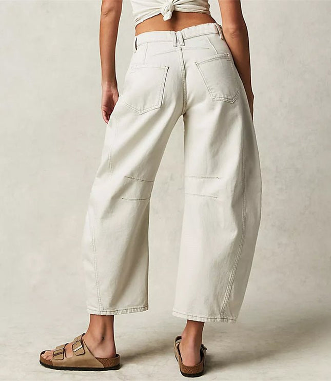 Damskie Jeansy High Waist Barrel Leg Relaxed z Efektem Acid Wash