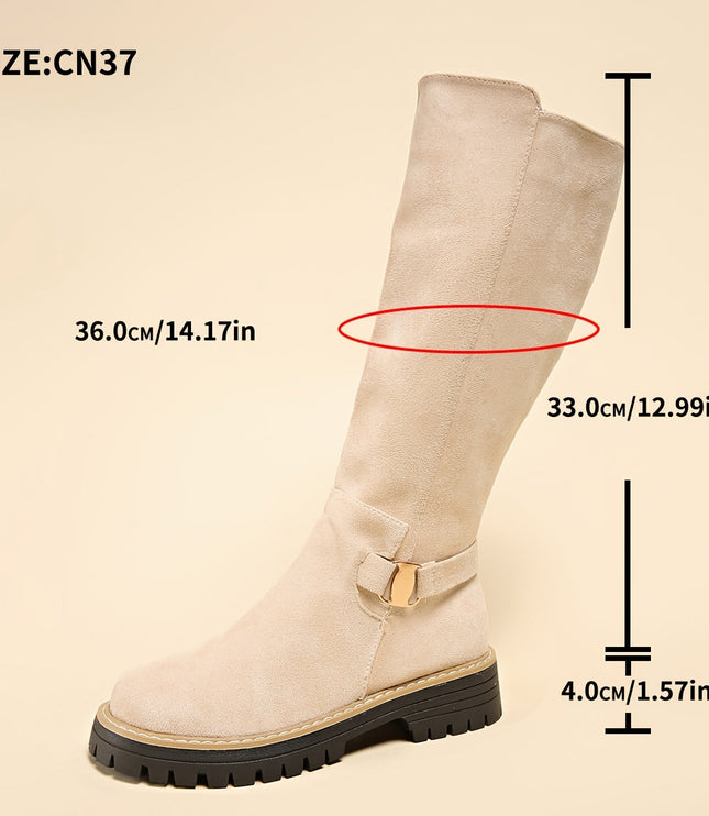 Damskie Kozaki na Obcasie z Suwakiem i Grubą Podeszwą
