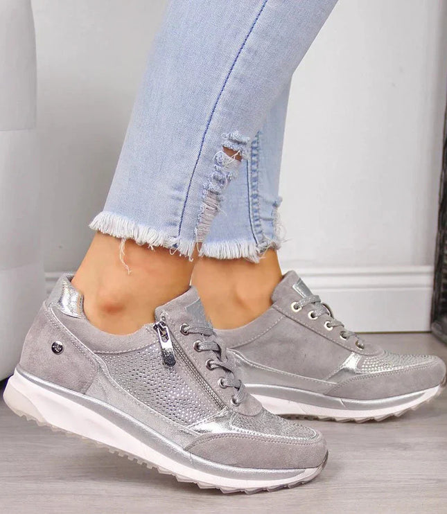 Damskie Ortopedyczne Sneakersy z Zamkiem Lekkie Codzienne Wygodne