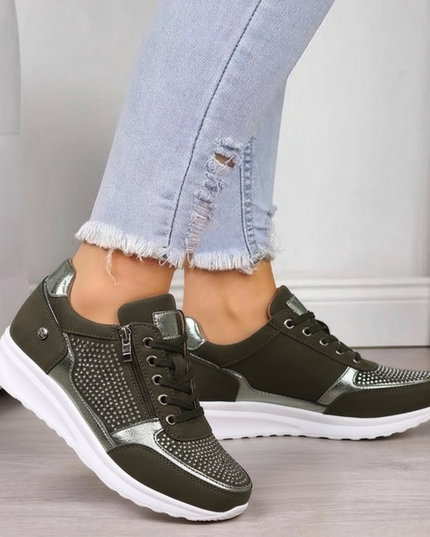 Damskie Ortopedyczne Sneakersy z Zamkiem Lekkie Codzienne Wygodne