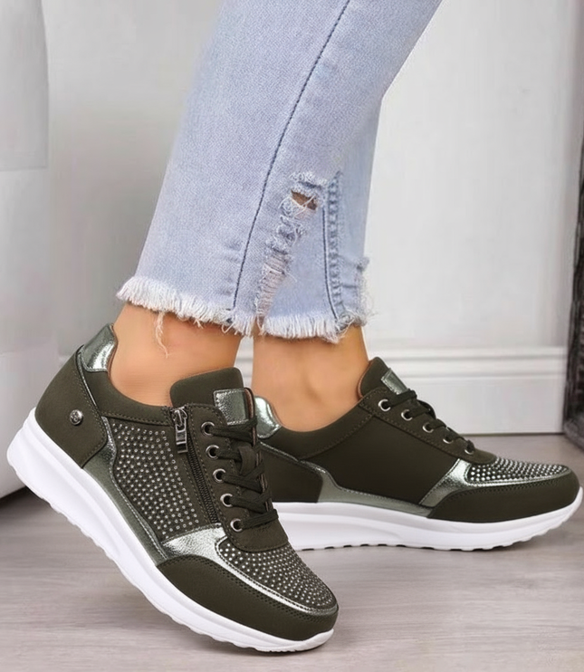 Damskie Ortopedyczne Sneakersy z Zamkiem Lekkie Codzienne Wygodne
