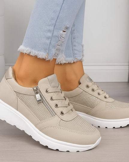 Damskie Ortopedyczne Sneakersy z Zamkiem Lekkie Codzienne Wygodne