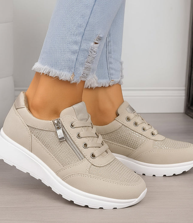 Damskie Ortopedyczne Sneakersy z Zamkiem Lekkie Codzienne Wygodne