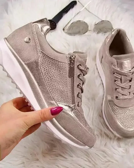 Damskie Ortopedyczne Sneakersy z Zamkiem Lekkie Codzienne Wygodne