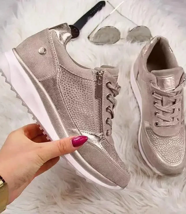 Damskie Ortopedyczne Sneakersy z Zamkiem Lekkie Codzienne Wygodne