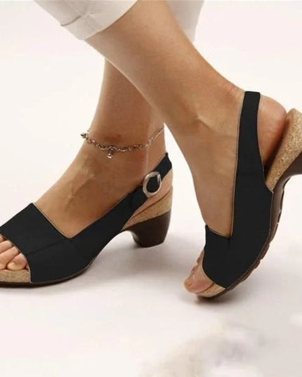 Damskie Sandały Slingback na Słupku z Klamrą Letnie