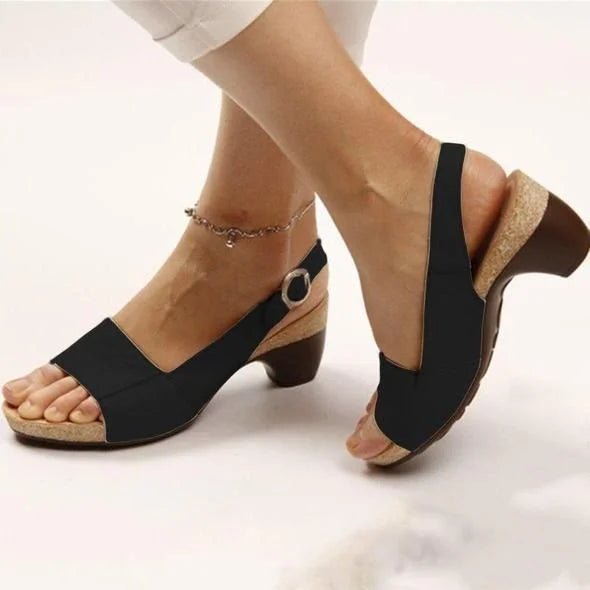 Damskie Sandały Slingback na Słupku z Klamrą Letnie