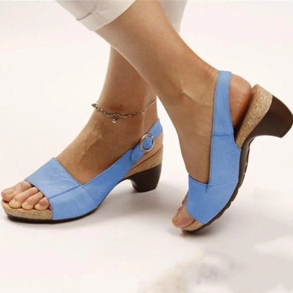 Damskie Sandały Slingback na Słupku z Klamrą Letnie