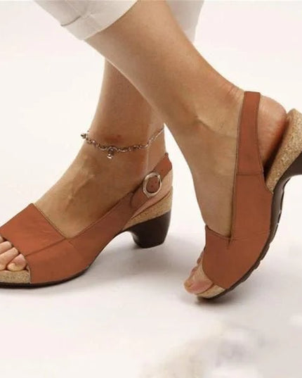 Damskie Sandały Slingback na Słupku z Klamrą Letnie