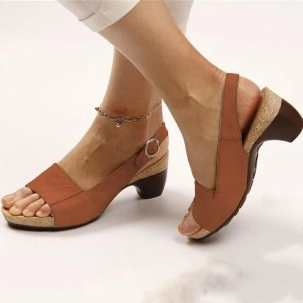 Damskie Sandały Slingback na Słupku z Klamrą Letnie