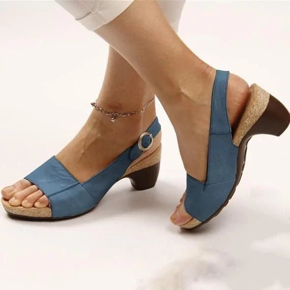 Damskie Sandały Slingback na Słupku z Klamrą Letnie
